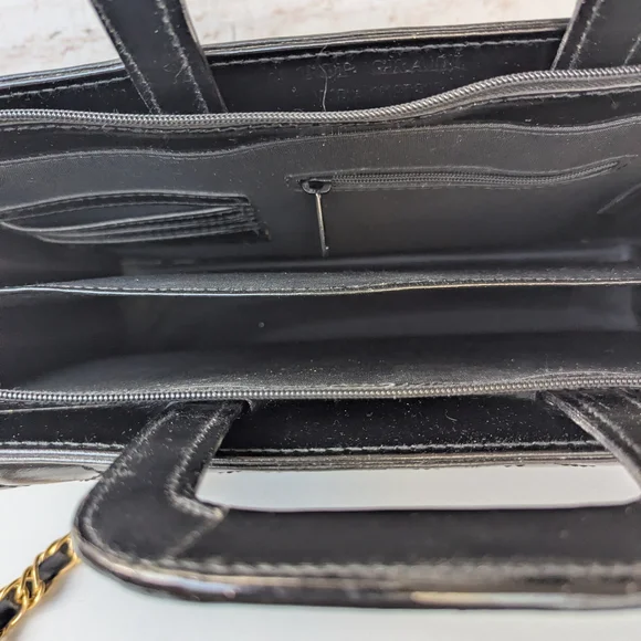 Black Quilted Leather Bag with Gold Chain - Picture 10 of 12